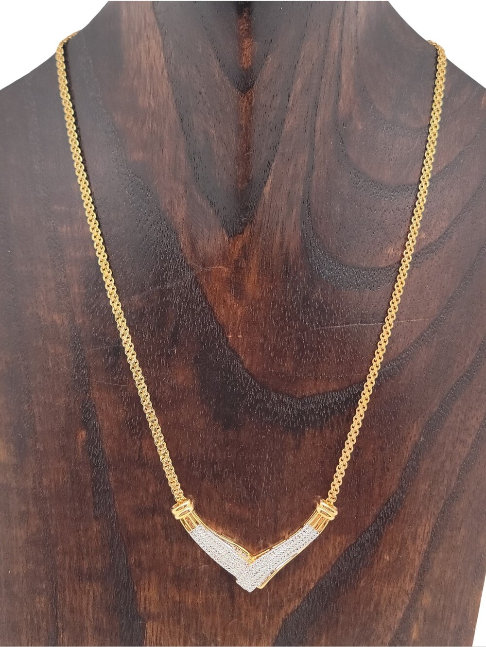 BR Sun Baguette Diamond GP V-Shaped Chevron Necklace